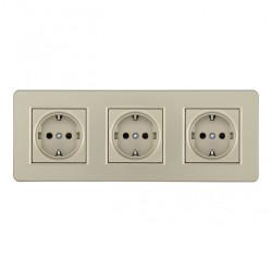 Розетка тройная (трехпостовая) с/з и шторками Arte Milano SET16-3-40-1x3 shampan