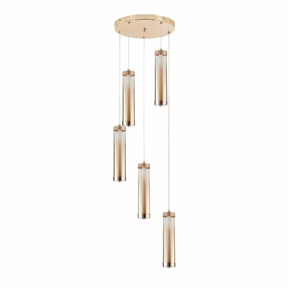 Каскадная люстра Indigo Rilucente 11061/5P Gold V000151L, Золото, Янтарный, Нейтральный белый Каскадная люстра Indigo Rilucente 11061/5P Gold V000151L, Золото, Янтарный, Нейтральный белый