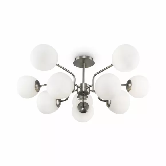 Люстра на штанге Maytoni Erich MOD221PL-10N, Никель, Белый, Металл Люстра на штанге Maytoni Erich MOD221PL-10N, Никель, Белый, Металл