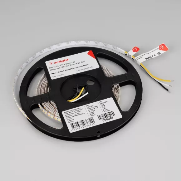 Светодиодная лента Arlight UL-A168-8mm 24V White-MIX-CX2 (18 W/m, IP20, 5m) 058087