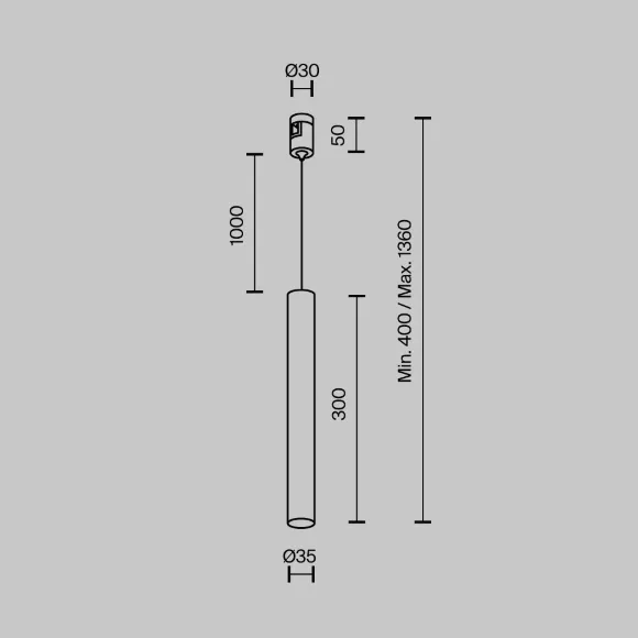 Схема размеров трековый магнитный светильник Maytoni Focus LED TR155-1-5W4K-BS