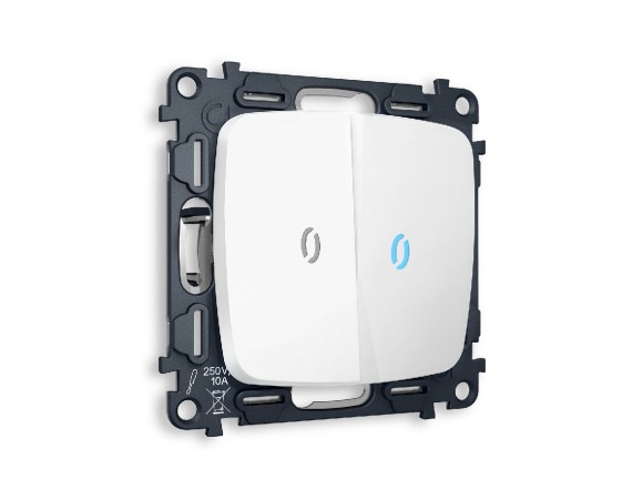 Комплект механизма 2-кл проходного выключателя с подсветкой Ambrella Volt Omega MO124040