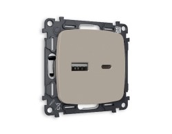 Комплект механизма розетки 2USB A+C 20W (быстрая зарядка) Ambrella Volt Omega MO371010