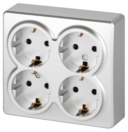 Розетка четырехместная с заземлением со шторками Эра 11-2211-03 Б0063022