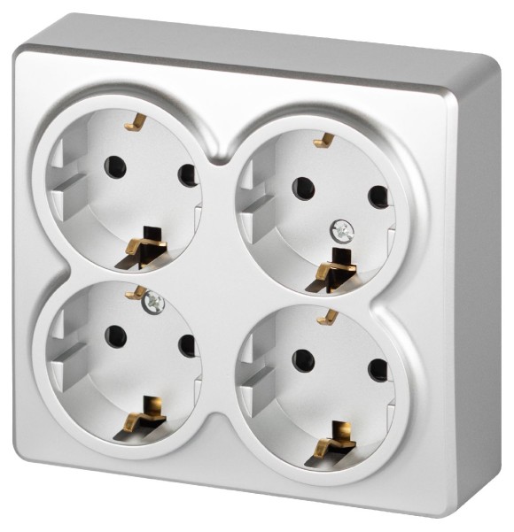 Розетка четырехместная с заземлением со шторками Эра 11-2211-03 Б0063022
