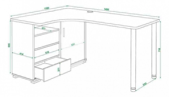 Стол письменный Домино СР-145СМ MER_SR-145SM_KVK-PRAV