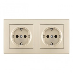 Розетка двойная (двухпостовая) с/з и шторками Arte Milano SET06-2-40-1x2 shampan