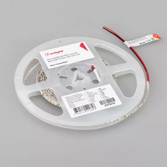 Светодиодная лента Arlight MICROLED-M182-4mm 24V Warm2700 10 W/m, IP20, 2216, 5m 037815 Светодиодная лента Arlight MICROLED-M182-4mm 24V Warm2700 10 W/m, IP20, 2216, 5m 037815