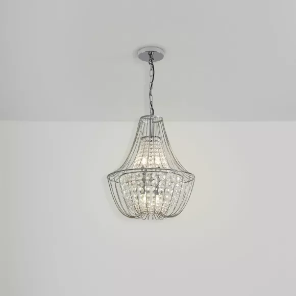 Подвесная люстра Freya Pava FR1016PL-04S, Хром, Прозрачный, Металл, декоративные элементы крупным планом Подвесная люстра Freya Pava FR1016PL-04S, Хром, Прозрачный, Металл, декоративные элементы крупным планом