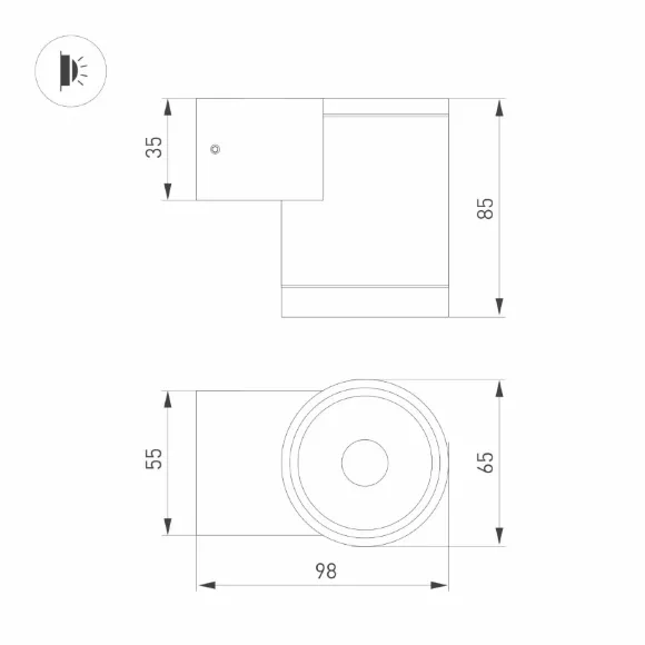 Уличный настенный светильник Arlight LGD-RAY-WALL-R65-9W Day4000 (GR, 23 deg, 230V) (IP65 Металл) 044852(1)
