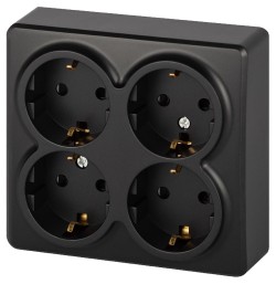 Розетка четырехместная с заземлением со шторками Эра 11-2211-05 Б0063004