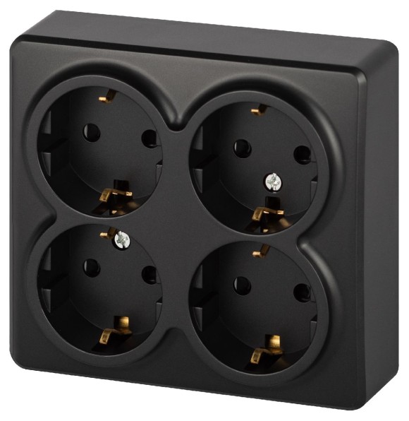 Розетка четырехместная с заземлением со шторками Эра 11-2211-05 Б0063004