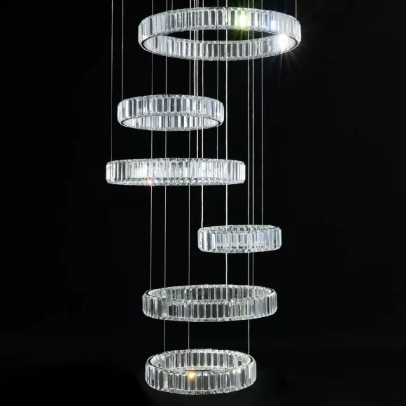 Каскадная люстра Citilux Чезаре CL338661, Хром, Прозрачный, От теплого до холодного, крупный план
