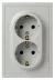 Розетка Эра Galaxy 15-2105-03 с заземлением двойная 2X2P+E Schuko со шторками IP20 16А-250В алюминий Б0070701