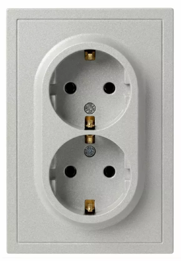 Розетка Эра Galaxy 15-2105-03 с заземлением двойная 2X2P+E Schuko со шторками IP20 16А-250В алюминий Б0070701 Розетка Эра Galaxy 15-2105-03 с заземлением двойная 2X2P+E Schuko со шторками IP20 16А-250В алюминий Б0070701