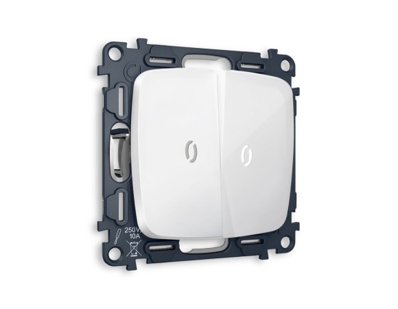 Комплект механизма 2-кл выключателя с подсветкой Ambrella Volt Omega (OP1040, VM115, G14W) MO104015