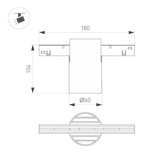Трековый магнитный светильник Arlight MAG-ORIENT-AXIO-R60-15W Warm3000 (BK, 24 deg, 48V) (IP20 Металл) 059257