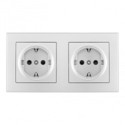 Розетка двойная (двухпостовая) с/з и шторками Arte Milano SET06-2-40-1x2 silver