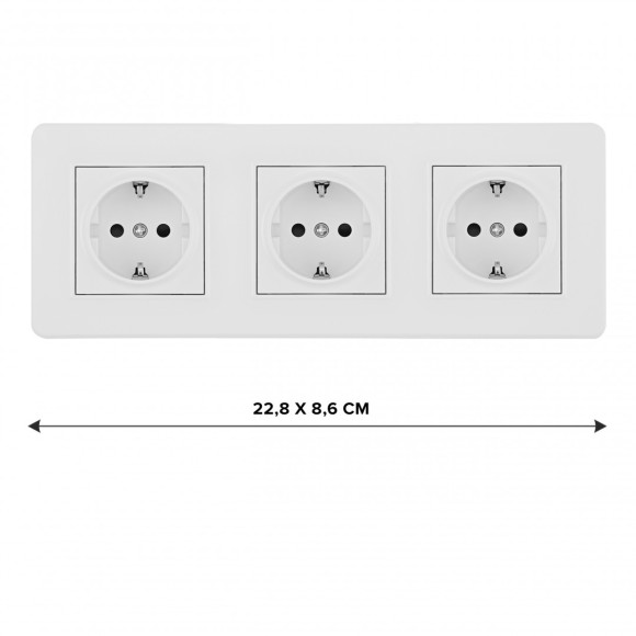 Розетка тройная (трехпостовая) с/з и шторками Arte Milano SET16-3-40-1x3 white