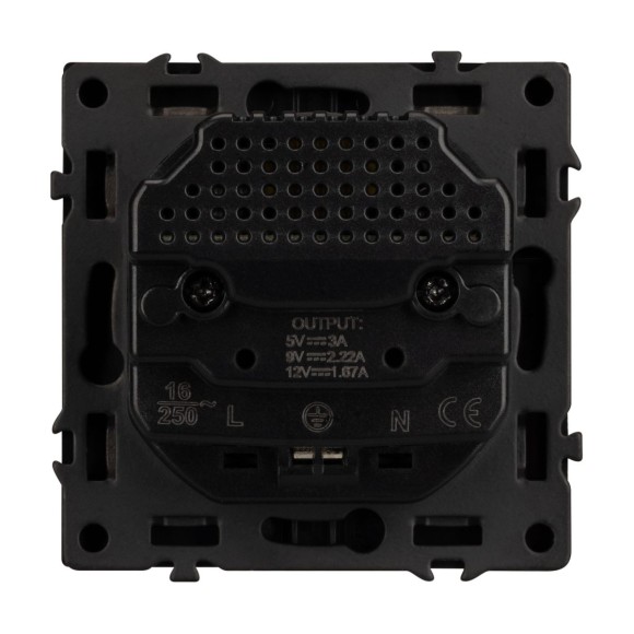 Механизм розетки с USB зарядкой Arlight SCT-NOBE-MUAC-SFPL-BK (230V, 16A) 054285