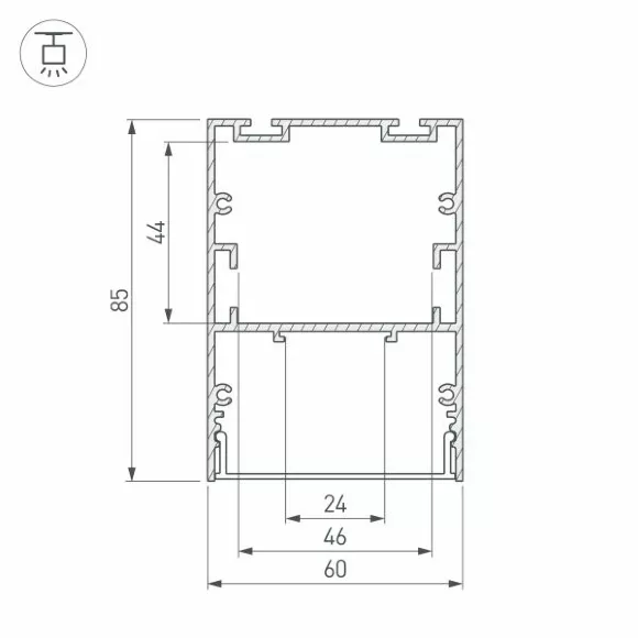 Схема размеров алюминиевый профиль Arlight ARH-Line-6085-3000 Black 036138 Схема размеров алюминиевый профиль Arlight ARH-Line-6085-3000 Black 036138