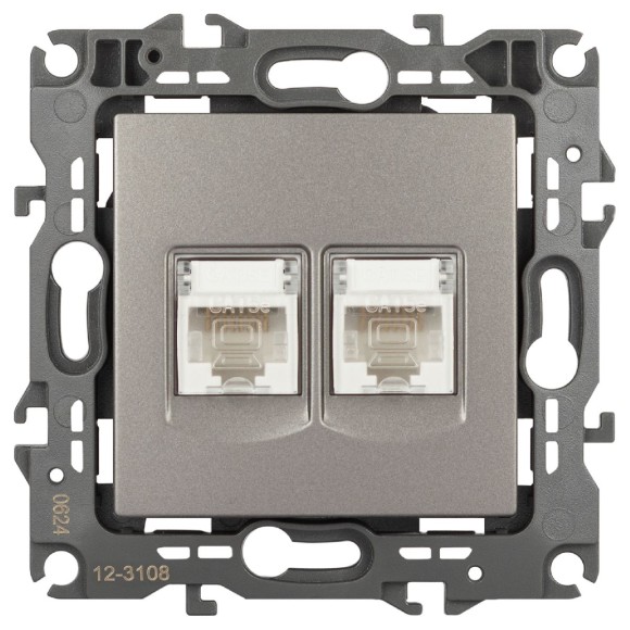 Розетка компьютерная двойная RJ45 Эра 12-3108-16 Б0065665