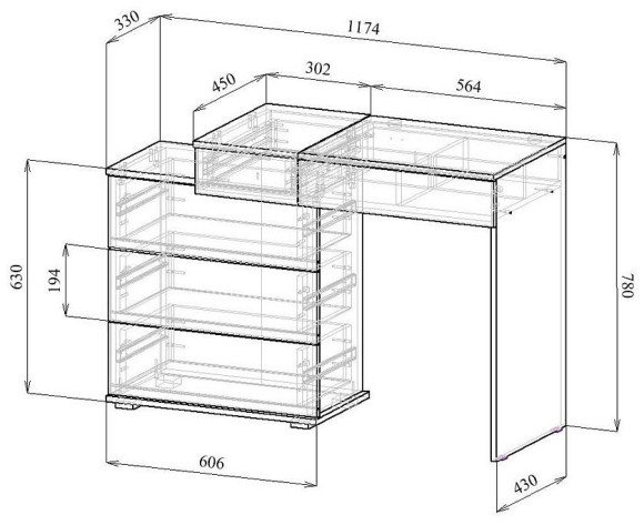Стол туалетный Нуар-6 MAS_MST-TSN-06-R-16-BEL