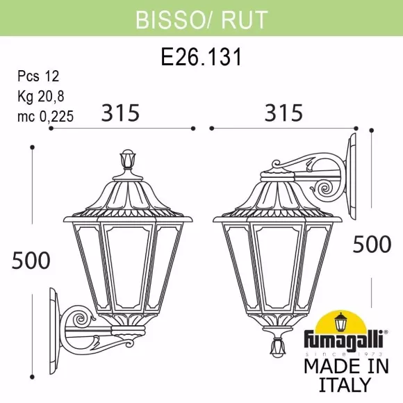 Уличный настенный светильник Fumagalli BISSO/RUT DN E26.131.000.WYE27DN, Белый, Полимер, Акрил Уличный настенный светильник Fumagalli BISSO/RUT DN E26.131.000.WYE27DN, Белый, Полимер, Акрил