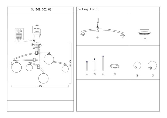 Потолочная люстра ST LUCE SEMBRARE SL1208.302.06