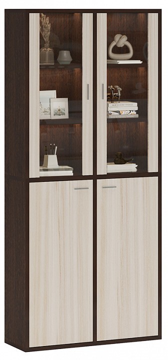 Шкаф-витрина Домино СУ(ш2в2)+2ФС+2ФГ MER_SUsh2v2-2FS-2FG-VK-venge-karamel