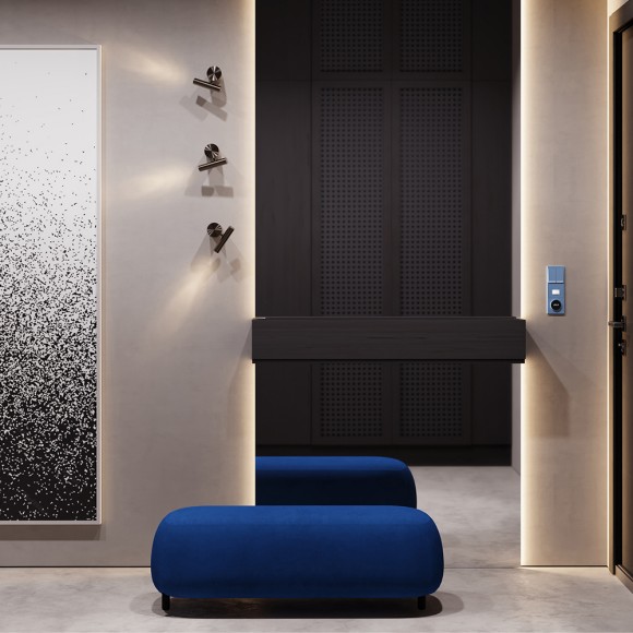 Терморегулятор электронный Voltum S70 с индикацией и датчиком, для теплого пола, (деним) VLS070115