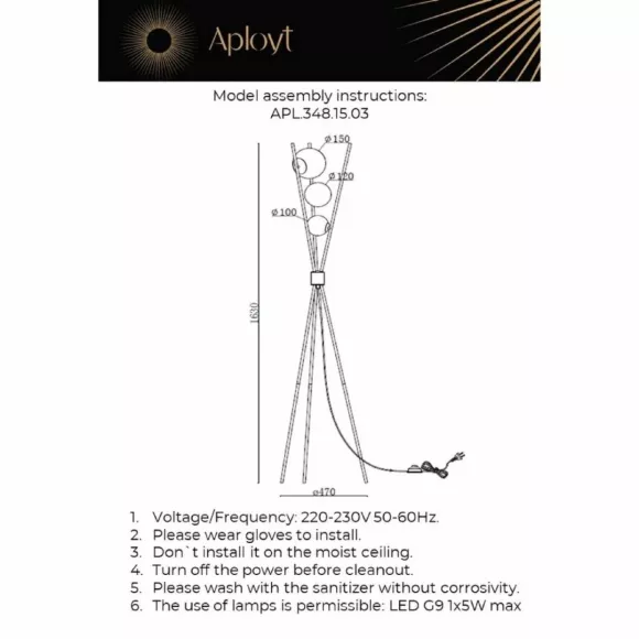 Торшер Aployt Maja APL.348.15.03