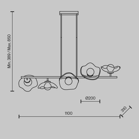 Люстра на штанге Maytoni Miracle MOD207PL-05BS