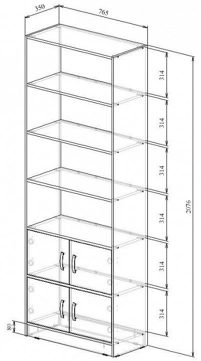 Стеллаж комбинированный Либерти-52 MAS_Liberti-52-BT-DS