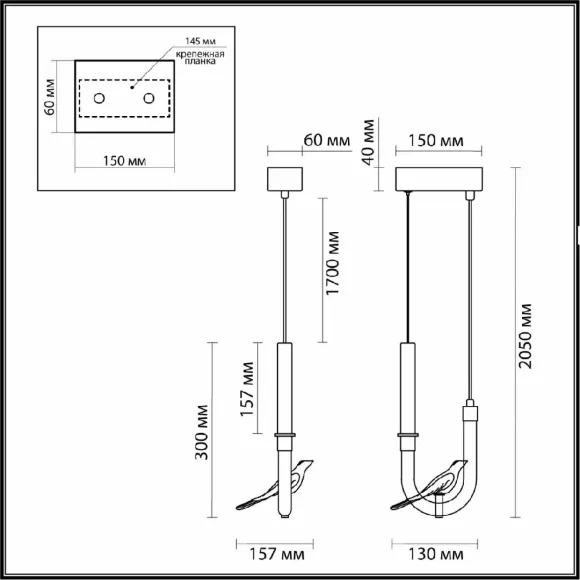Подвесной светильник Odeon Light Lark L-vision 5431/2L Подвесной светильник Odeon Light Lark L-vision 5431/2L