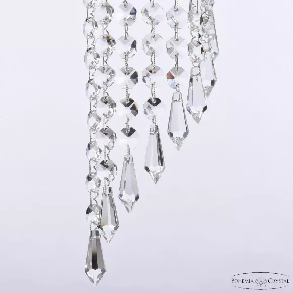 Каскадная люстра Bohemia Ivele Crystal 83211/80IV-250 Ni, Никель, Прозрачный, Металл, декоративные элементы крупным планом