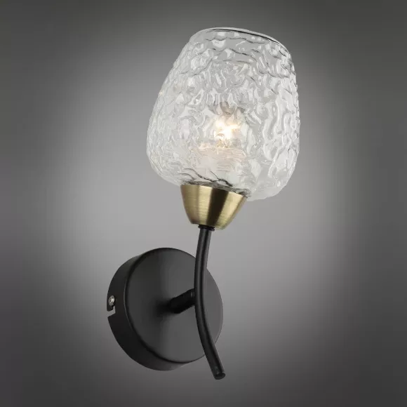 Бра Omnilux Pavarolo OML-67801-01, Черный, Прозрачный, Металл, крупный план Бра Omnilux Pavarolo OML-67801-01, Черный, Прозрачный, Металл, крупный план