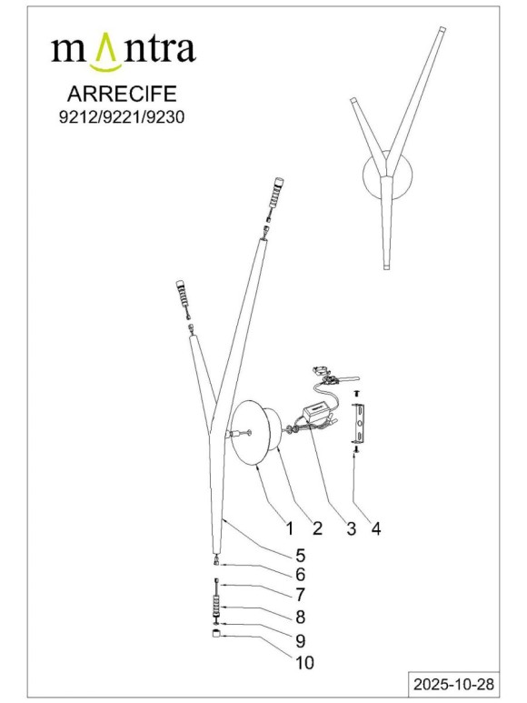 Настенный светильник Mantra Arrecife 9221