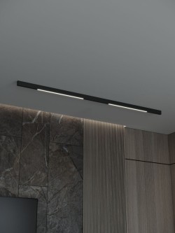 Трековая система со светильниками №1 трехфазная накладная Eldeko (48В, форма - прямая, 2м, 4000K) черная Hesby Lighting HSBL_kompl_E001_NI2B4K