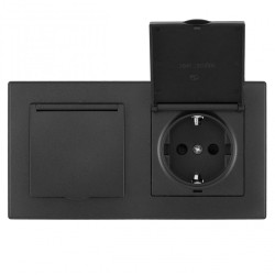 Розетка двойная (двухпостовая) с/з и шторками Arte Milano SET06-2-41-1x2 black