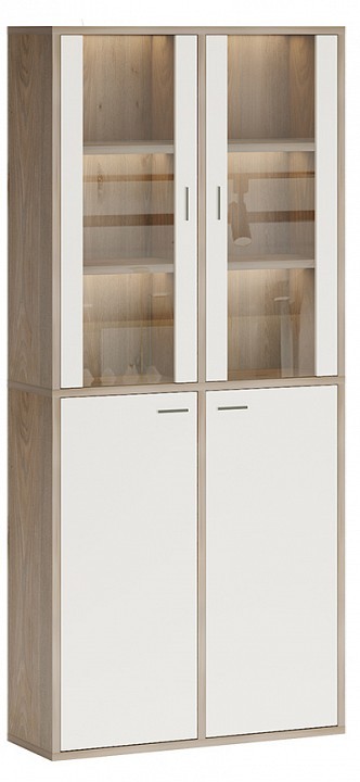 Шкаф-витрина Домино СУ(ш2в2)+2ФС+2ФГ MER_SUsh2v2-2FS-2FG-NBE-nelson-belyj