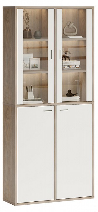 Шкаф-витрина Домино СУ(ш2в2)+2ФС+2ФГ MER_SUsh2v2-2FS-2FG-NBE-nelson-belyj