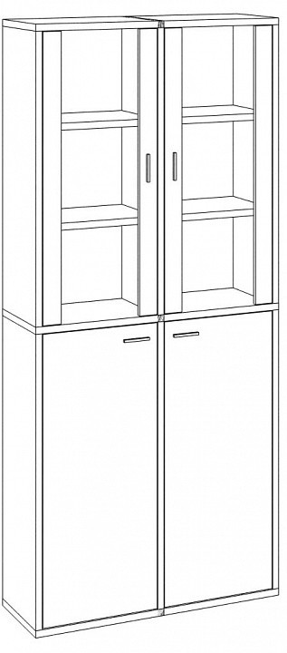 Шкаф-витрина Домино СУ(ш2в2)+2ФС+2ФГ MER_SUsh2v2-2FS-2FG-NBE-nelson-belyj