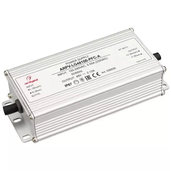 Блок питания Arlight ARPV-LG48100-PFC-A 48V 2.12A 100W IP67 030035 Блок питания Arlight ARPV-LG48100-PFC-A 48V 2.12A 100W IP67 030035
