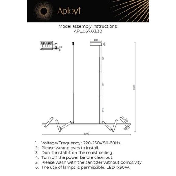 Подвесная светодиодная люстра Aployt Honor APL.067.03.30