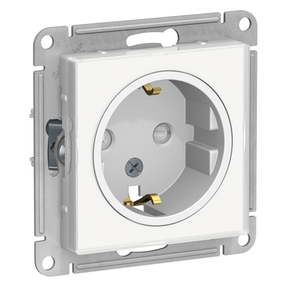 Розетка с/з со шторками Systeme Electric AtlasDesign Art Бел ATN200145