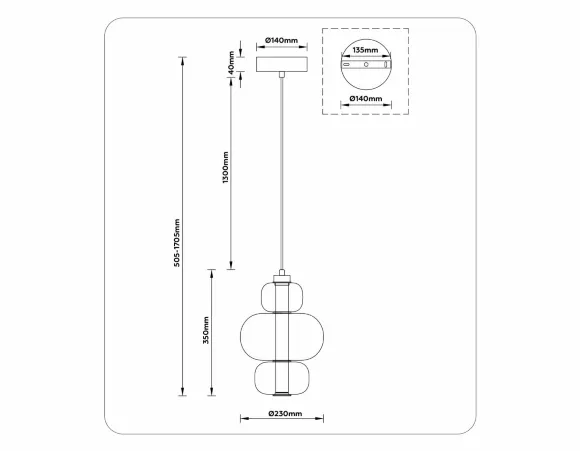 Схема размеров подвесной светильник Ambrella Light High Light Modern LH11057