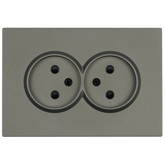 Розетка 2-местная с защитной шторкой Stekker Эмили б/з 250В 16А RST10-5116-09 антрацит soft touch 49929