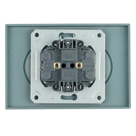 Розетка 2-местная с защитной шторкой Stekker Эмили б/з 250В 16А RST10-5116-09 антрацит soft touch 49929