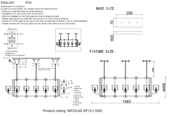 Подвесная люстра Crystal Lux NICOLAS SP12 L1600 GOLD/WHITE